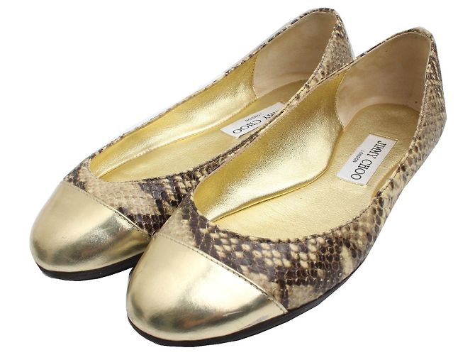 Jimmy Choo Python Flats Golden 
