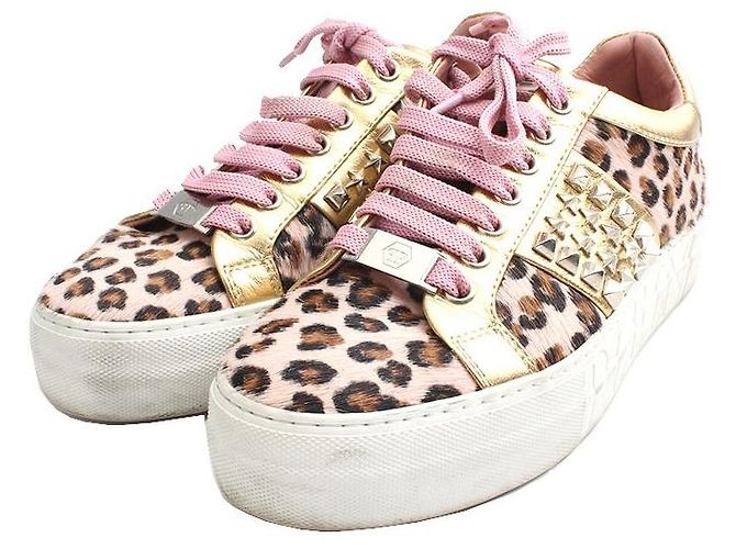 Baskets Philipp Plein en peau de daim léopard Rose