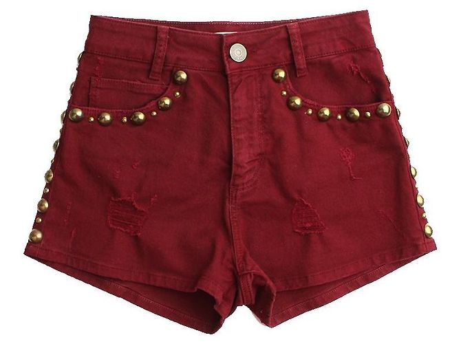 Sandro Denim-Shorts in Burgundy Rot
