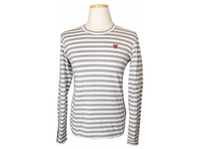 Comme Des Garcons Camiseta de algodão branco e cinza Prata