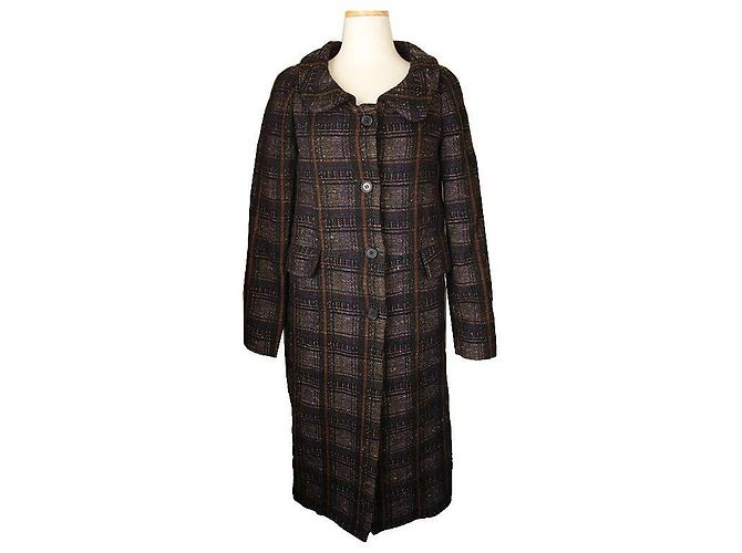 Marni Abrigo largo de tweed multi-check Multicolor