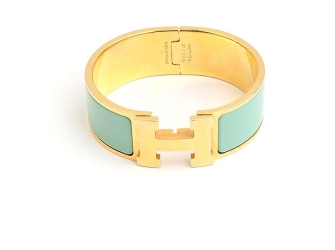 Hermès Bracciale rigido Mint Click-Clack placcato oro D'oro