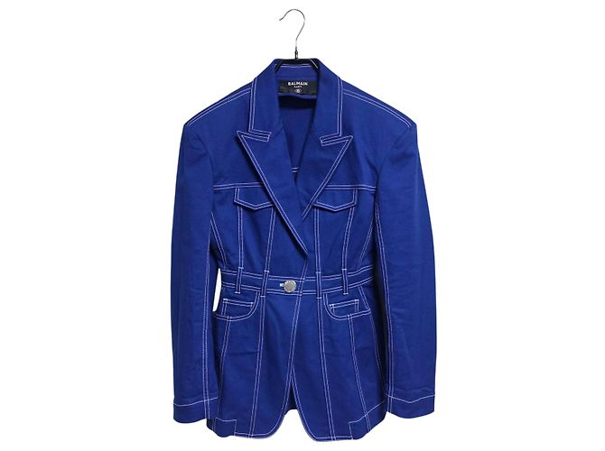 Balmain Women's Oversized Denim Jacket Blue