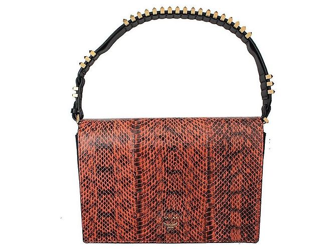 MCM Bolsa de ombro e clutch em lagarto Marrom