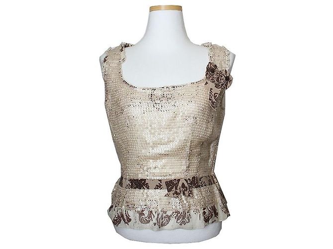 Miu Miu Brown Sequin Sleeveless Blouse Multiple colors