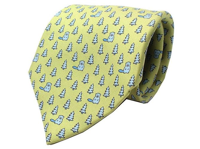 Hermès Blue Beaver Silk Tie