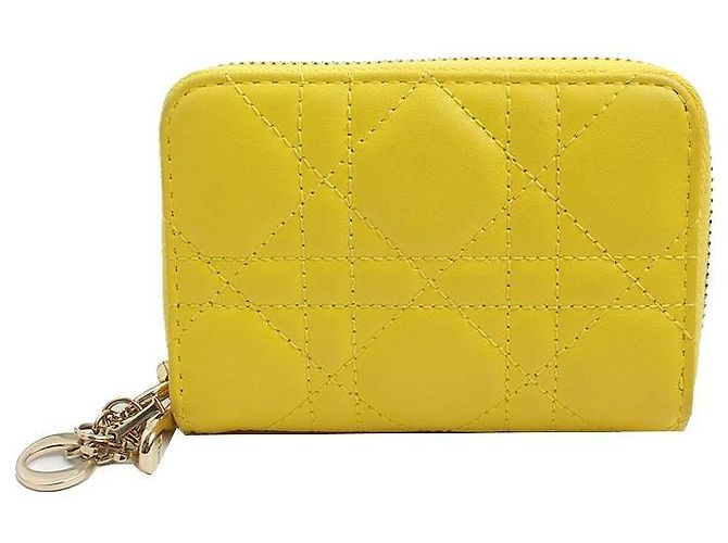 Dior Yellow Cannage Gold-Plated Card Holder