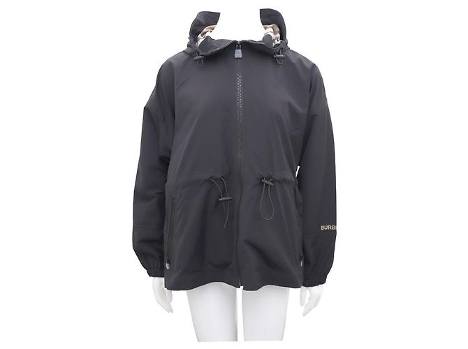 Burberry Drawstring Black Hood Wind Jacket