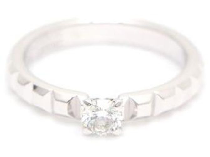 Boucheron Clé de Paris Platinum Solitaire Carat Diamond Ring Silber