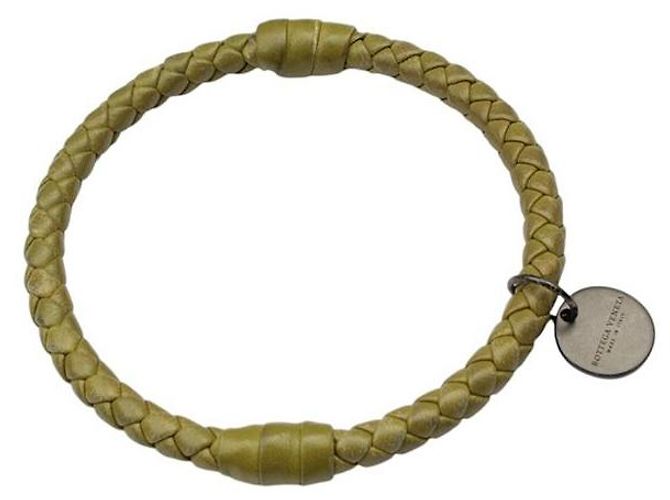 Bottega Veneta Pulseira de couro trançado verde oliva
