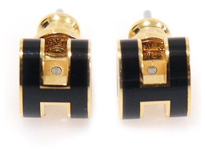 Hermès Mini boucles d'oreilles Pop en noir et or