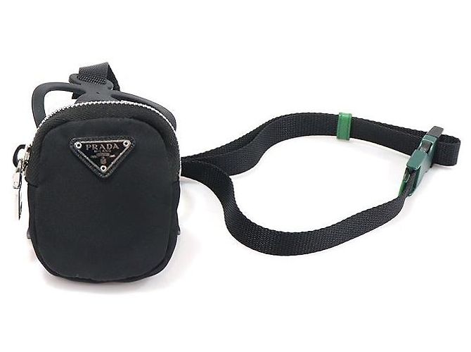 Prada Pochette per Telefono Tessuto Nylon Silver Triangle Nero
