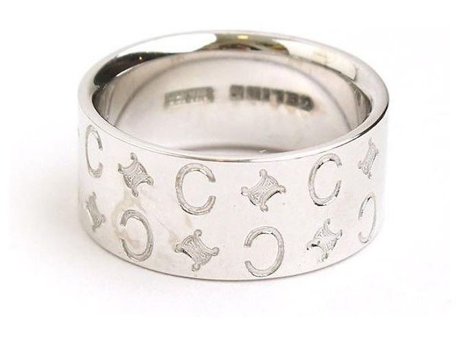 Céline Bague Blason Logo en Argent Taille Blanc