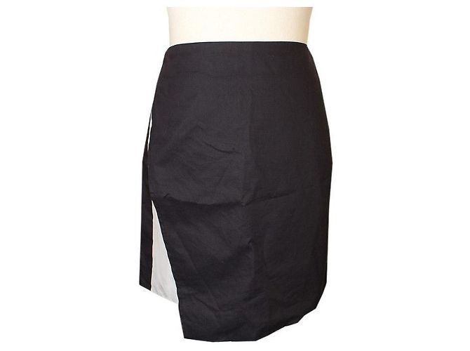 Maison Martin Margiela Mini saia assimétrica de algodão azul marinho e branco