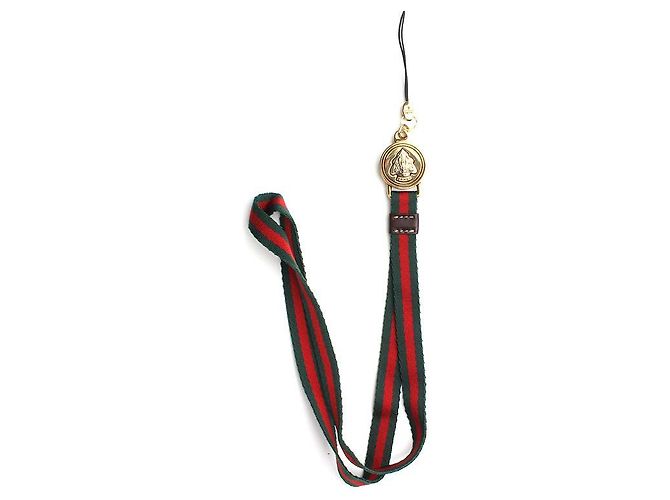 Gucci Pingente de bolsa e chaveiro com três listras Verde