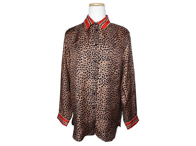 Sandro Leopard Silk Shirt Red
