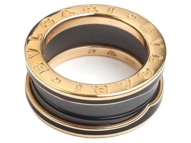 Bulgari Pink Gold Black Ceramic Ring (Size
