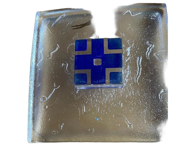 Baccarat & Aquamarine Glass Trinket Dish Copper Navy blue Light blue