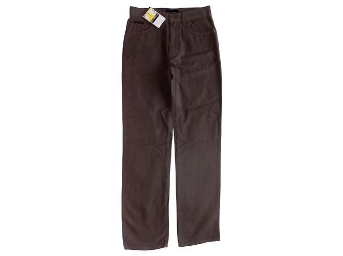 Autre Marque GANT Regular Fit Linen Blend Canvas Jeans - Dark Brown