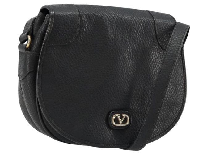 Borsa a Spalla VALENTINO in Pelle Nera e Oro Auth BA12898 Nero D'oro