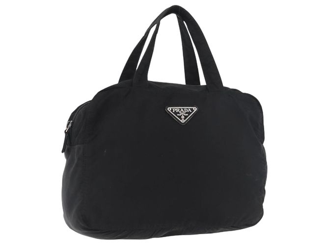 Borsa PRADA in nylon nero argento Auth bs35154