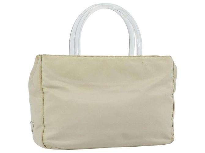 Borsa PRADA Nylon Avorio Argento Auth 181436 Crudo