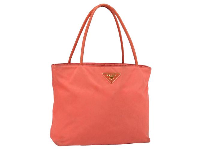 Tote Sac cabas PRADA en nylon orange et or Auth 181129 Doré