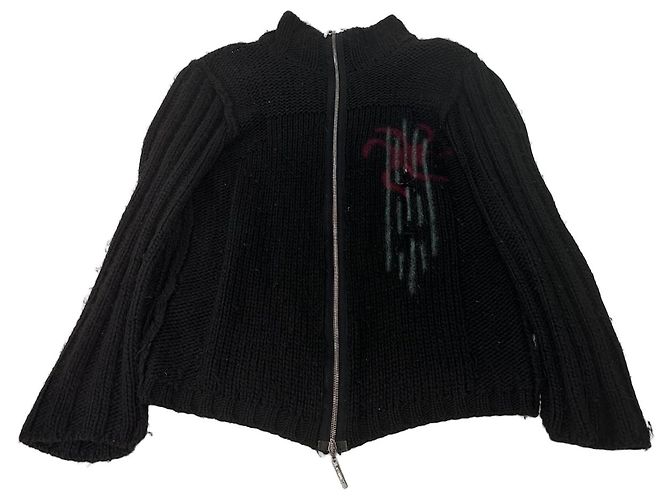 Roberto Cavalli Vintage Cavalli Strickjacke Y2K Schwarz Rot Grün