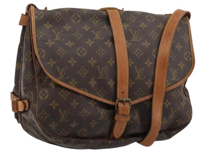 LOUIS VUITTON Bolsa de Ombro Monogram Saumur 35 M42254 LV Auth ka4390