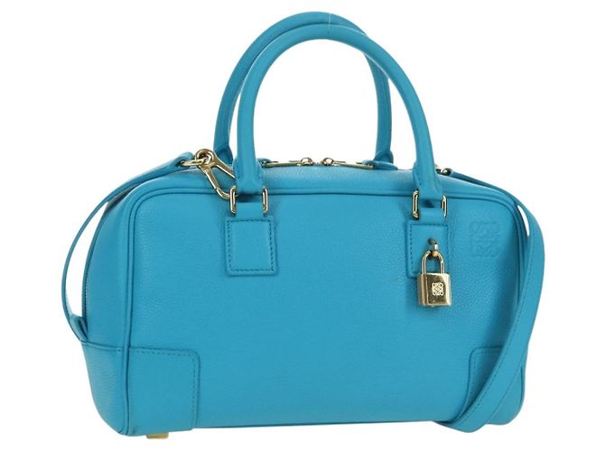 Bolsa LOEWE Amazonas 23 de couro 2way Azul claro Ouro Auth 179711V Dourado