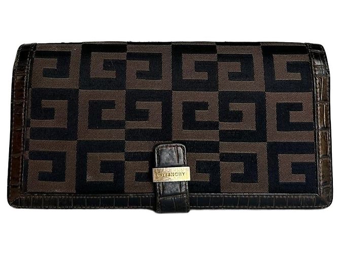 Vintage Givenchy Canvas Wallet Black Brown