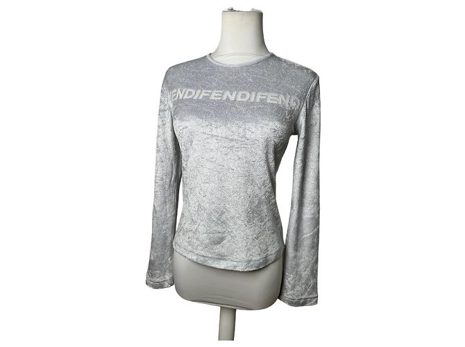 Fendi Vintage in Viscosa a Maniche Lunghe Argento