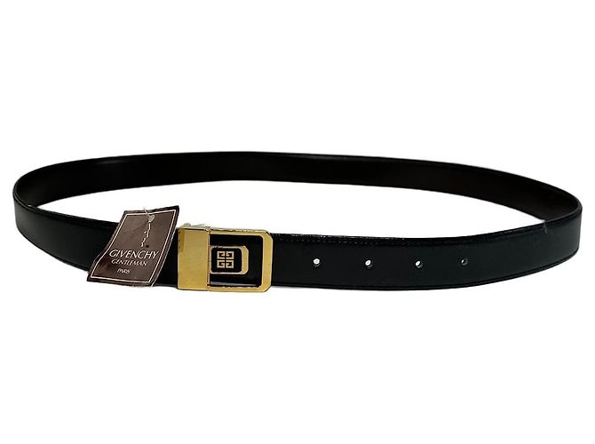 Vintage Givenchy 4G Logo Leather Belt Y2K Black Gold