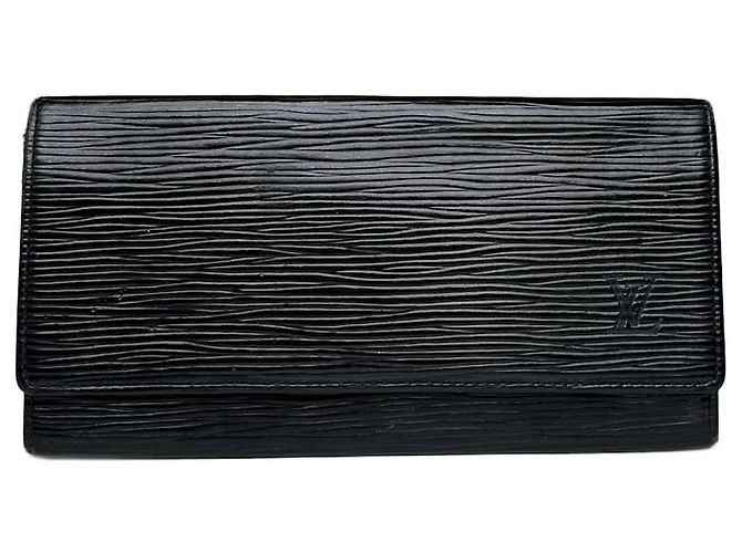 Slender Vintage Louis Vuitton Epi Leather Wallet Y2K Black Silver