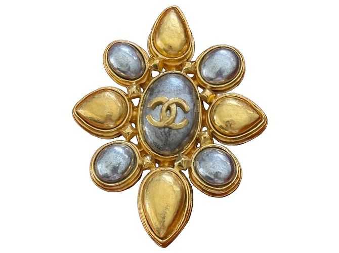 Spilla Chanel Vintage Fiore Oro e Argento D'oro