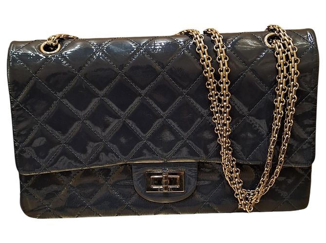 Chanel Reissue 2.55 Flap Metallic Leather Bleu
