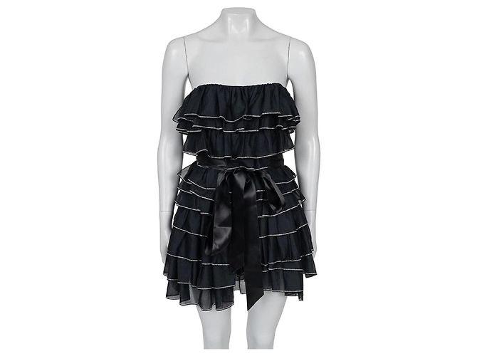 Schwarzes Mini-Rüschenkleid mit Kristallen Alexandre Vauthier FR38 gebraucht