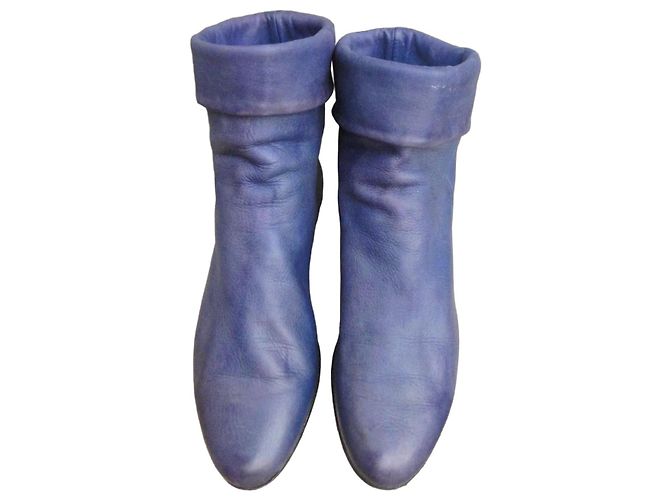 Botas de cano curto em couro Bally 80s Roxo