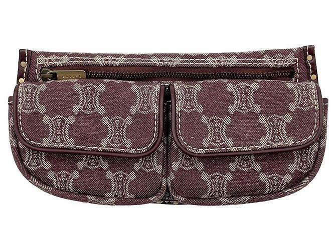 Céline Borsa a tracolla Celine Triomphe in jacquard e pelle Rosso