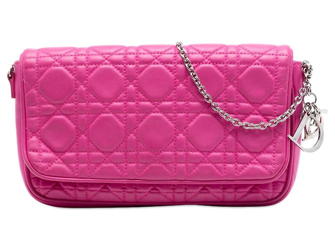 Pochette Cannage en agneau rose Dior