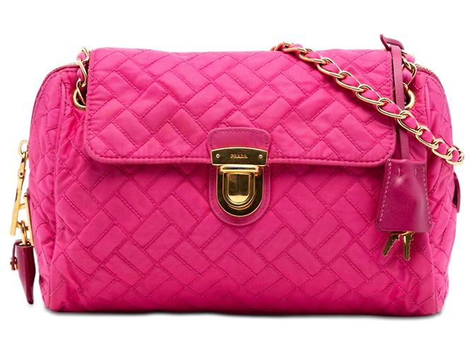 Prada Sac bandoulière en tissu matelassé rose avec chaîne