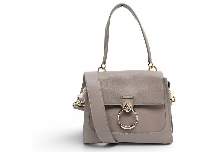 Chloé NOVA BOLSA DE MÃO CHLOE TESS EM COURO GRAIN CINZA ALÇA DE OMBRO