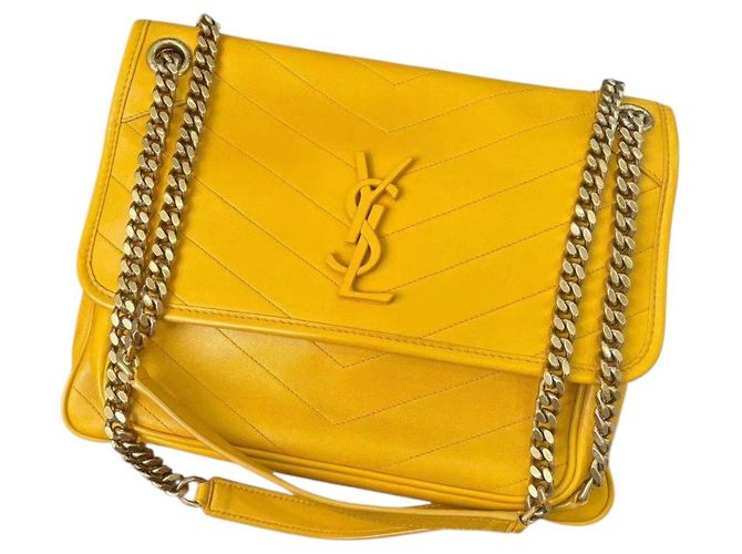 Saint Laurent Borsa a Tracolla in Pelle Gialla Giallo