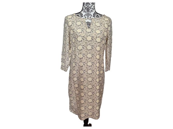 Autre Marque Vestido de seda estampado Nice Things by Paloma S. Beige