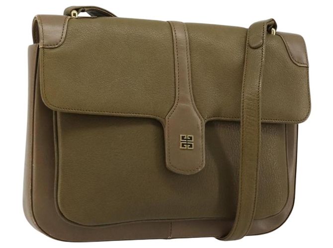 Bolsa de Ombro GIVENCHY em Couro Verde e Ouro Auth 180485 Dourado
