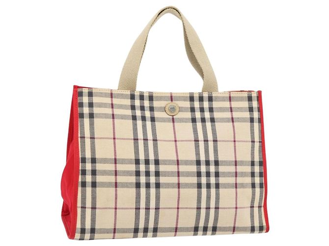 BURBERRY Nova Check Tote Bag Canvas Beige Auth bs35250