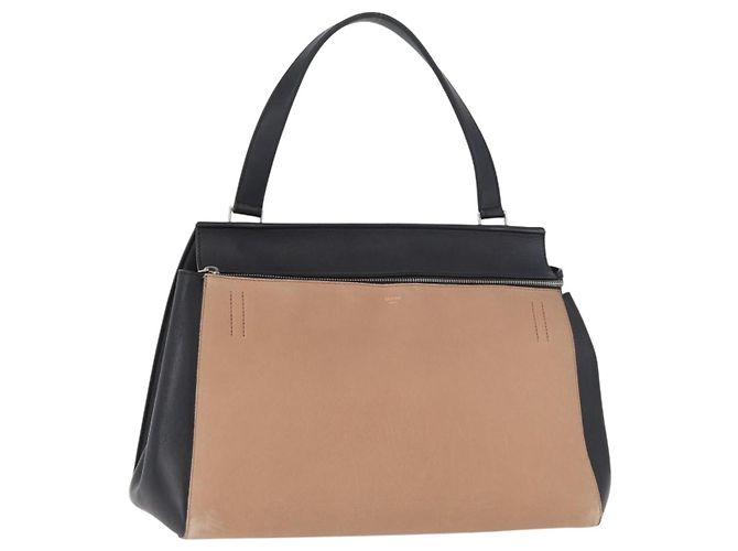 Céline Borsa CELINE Edge in pelle Beige Nero Argento Autentica am11657A