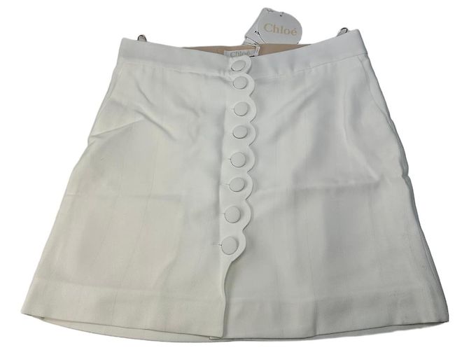Chloé Vintage Chloe Minirock aus Viskosemischung Off-White Weiß