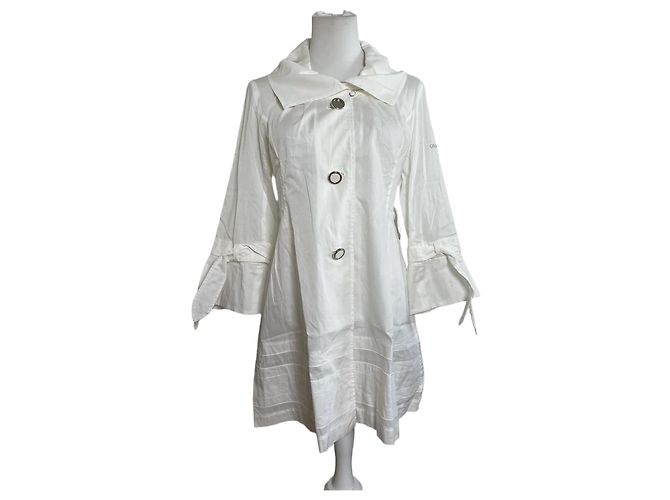 Vintage Courreges Cotton Coat White Silver Buttons