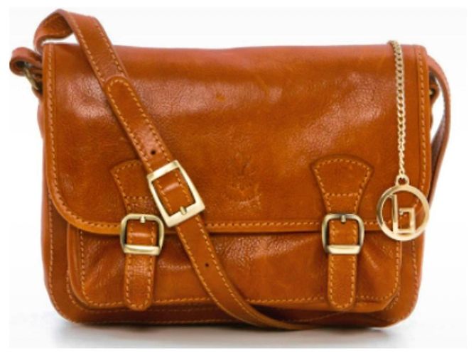 Autre Marque Bolsa de ombro em couro marrom com fivelas